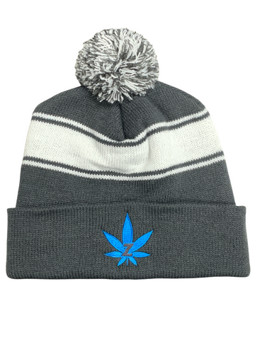 Gray and White Stocking Cap with Z Cannabis Logo